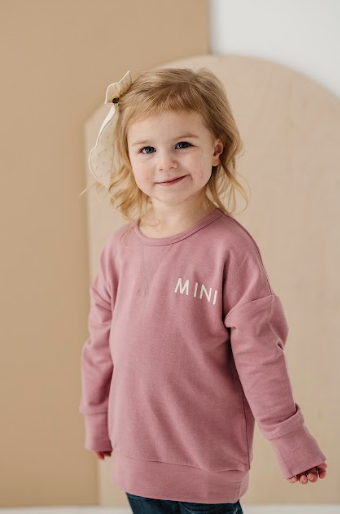 Drop Shoulder Pullover - Mini Mauve