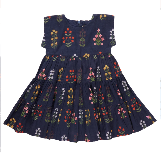 Girls Peachy Dress - Navy Field Floral