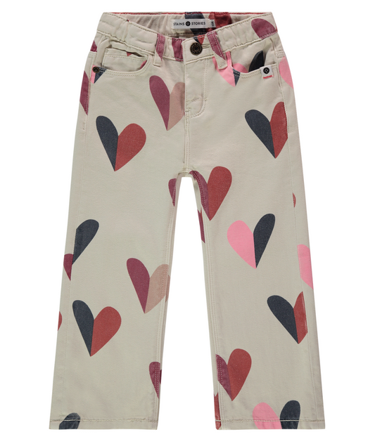 Heart/Cream Flare Denim