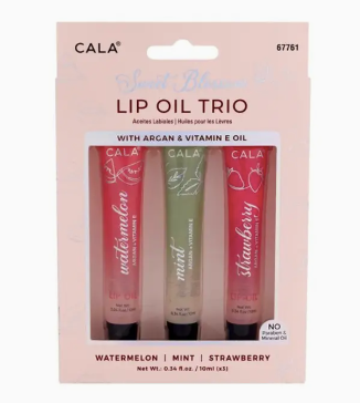 Cala Lip Oil Trio Watermelon Strawberry Jojoba Aragan Mint