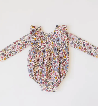 Leah Romper in Plum Fields | Fall Baby Clothing - Baby Sweet Pea's Boutique