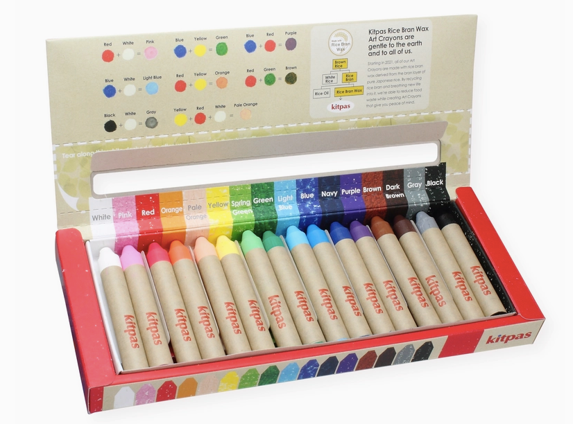 Kitpas Rice Bran Wax Art Crayons 16 Colors - Kitpas