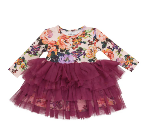 L/S Layered Tulle Dress - Autumn Rose - Angel Dear