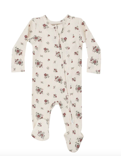 2 Way Zipper Footie - Misty Rose Floral