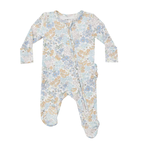 2 Way Ruffle Zipper Footie, Edith's Floral