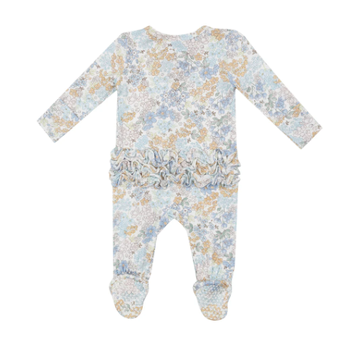 2 Way Ruffle Zipper Footie, Edith's Floral