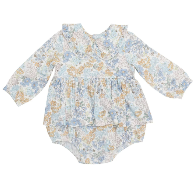 Ruffled Peter Pan Collar Bubble with Skirt - Edith's Floral