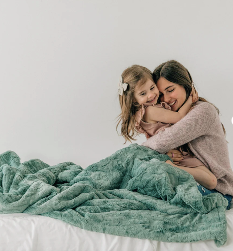 PATTERNED FAUX FUR THROW BLANKETS- Eucalyptus