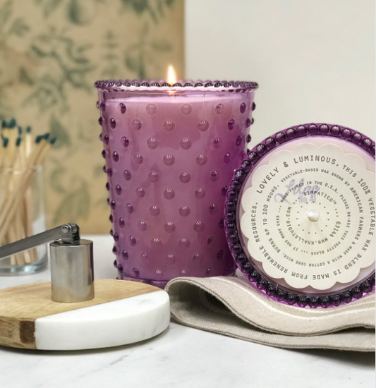 No. 41 Lilac Hobnail Glass Candle