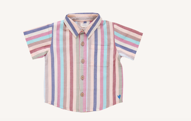 Multi Vintage Stripe collared tee