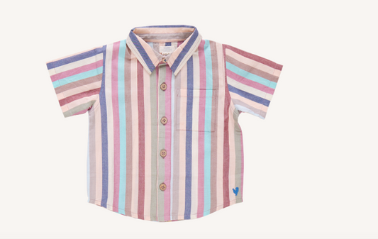 Multi Vintage Stripe collared tee