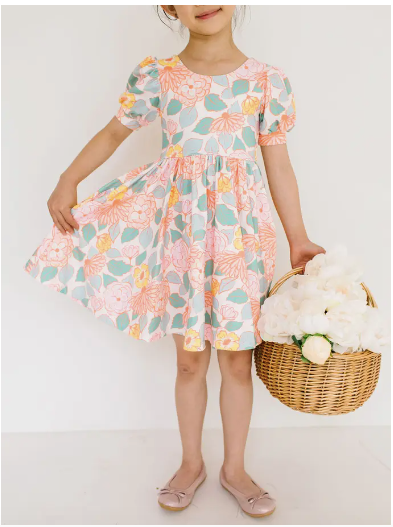 Puff Twirl Dress in Soft Floral