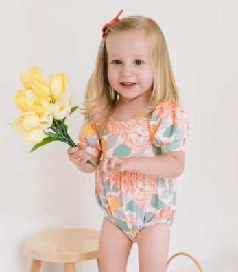 Puff Baby Romper in Soft Floral