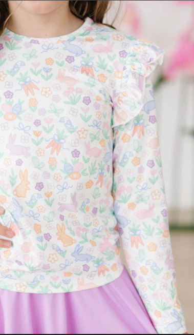 Hoppy Easter L/S Ruffle Tee