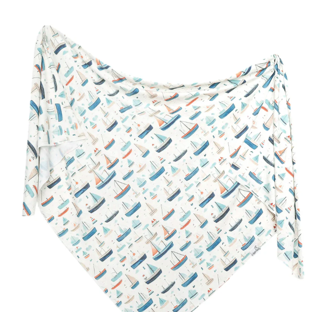 Knit Swaddle Blanket-Fischer - Copper Pearl