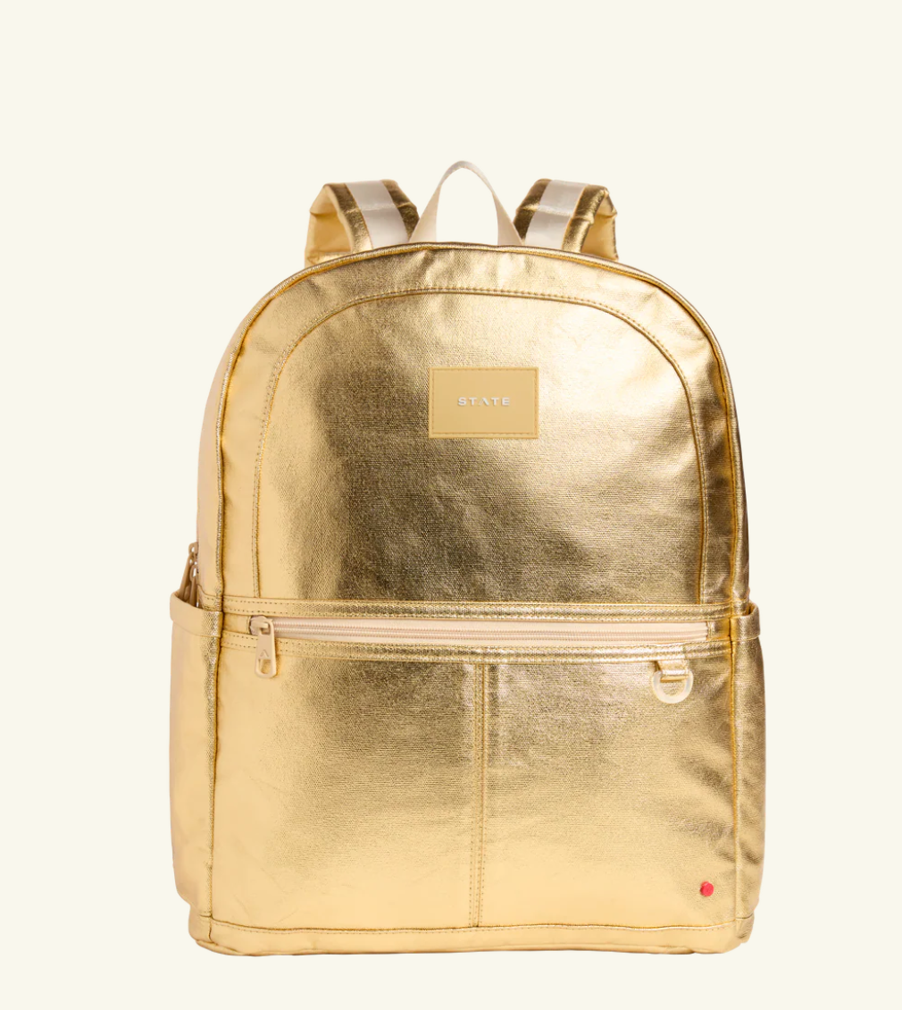 Kane Double Pocket Large Backpack- Gold Metallic