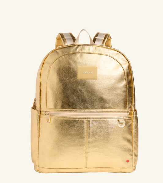 Kane Double Pocket Large Backpack- Gold Metallic