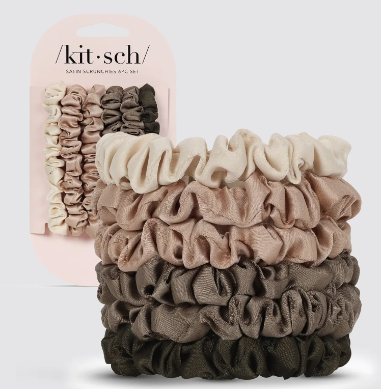 Ultra Petite Satin Scrunchies 6pc - Eucalyptus - Kitsch