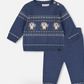 Knitted Jacquard Sweater And Pant Set Blue Gray With Bears - Baby Sweet Pea's Boutique