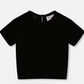 Short Sleeve Stretch Velour Top Black - Baby Sweet Pea's Boutique