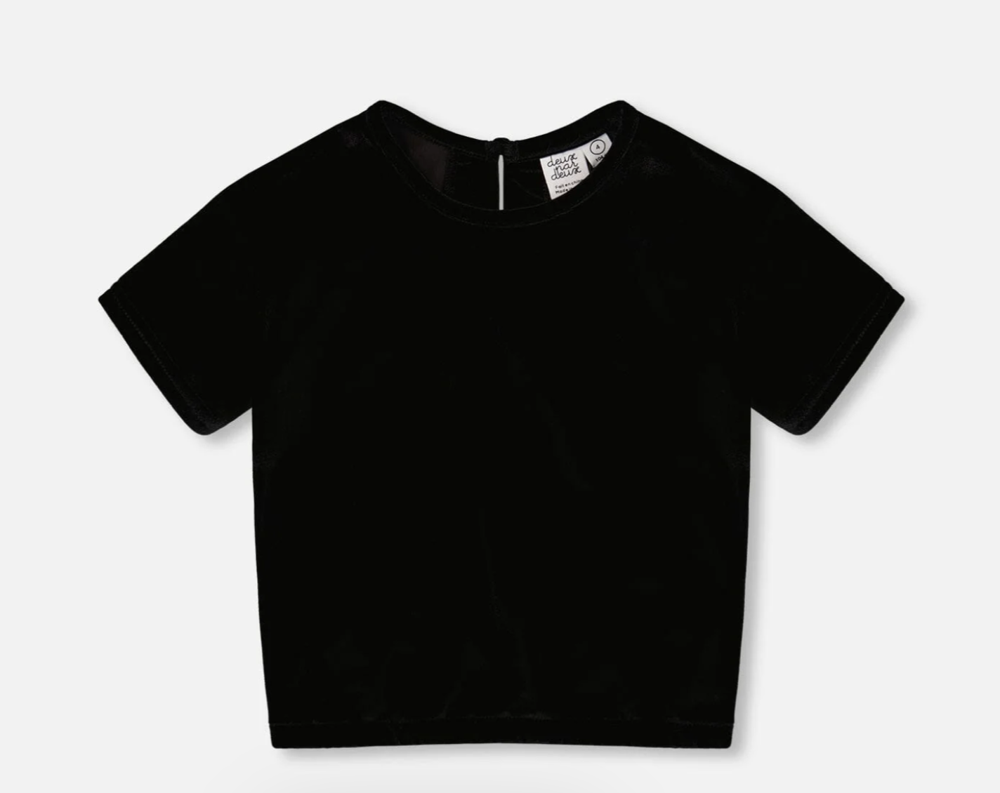 Short Sleeve Stretch Velour Top Black - Baby Sweet Pea's Boutique