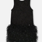 Sleeveless Lurex Dress With Feathers Black