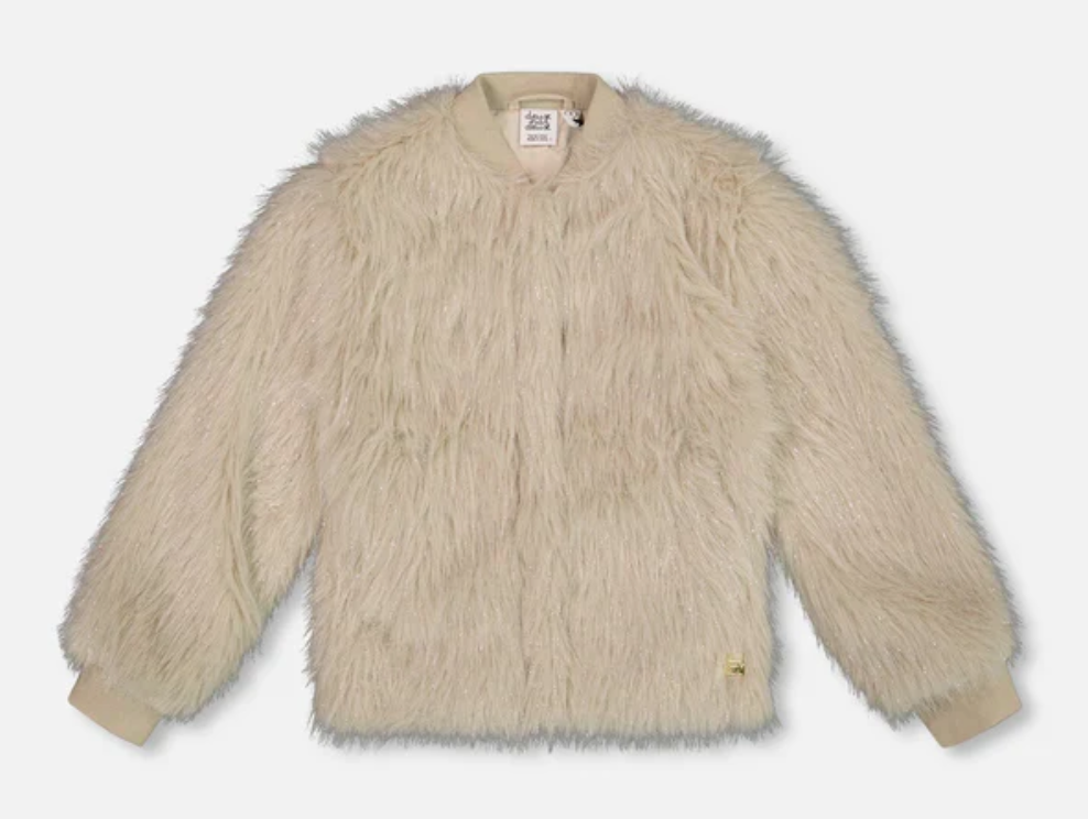 Short Faux Fur Coat Beige - Deux Nar Deux