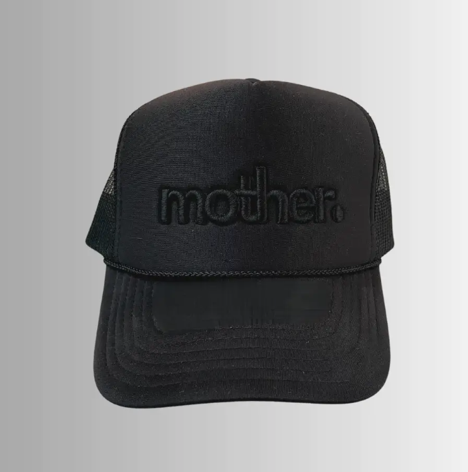 "Mother." Embroidered Trucker Hat- Black