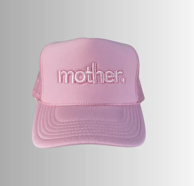 "Mother." Embroidered Trucker Hat- Pink