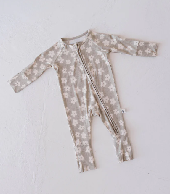 Bamboo Zip Pajamas | French Gray Floral
