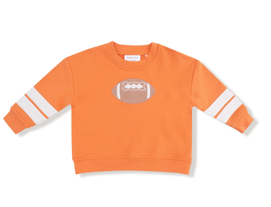 Cozy Drop Sleeve Sweatshirt with Varsity Stripes- Orange - Angel Dear