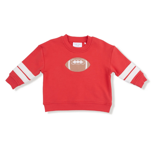 Cozy Drop Sleeve Sweatshirt with Varsity Stripes- Red - Angel Dear