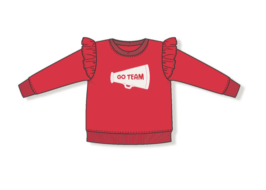 Ruffle Megaphone Sweatshirt- Red