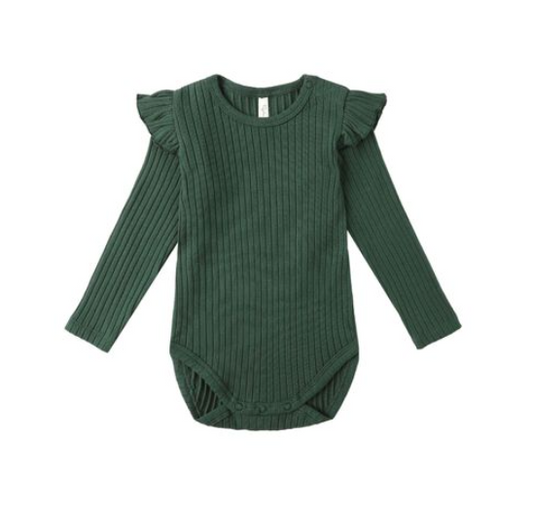 Shoulder Ruffle Bodysuit || Green - Rylee and Cru