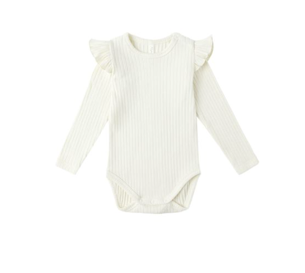 Shoulder Ruffle Bodysuit || Ivory - Rylee and Cru