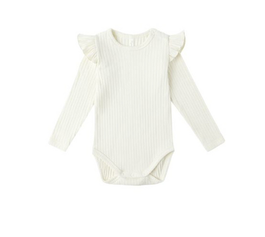 Shoulder Ruffle Bodysuit || Ivory - Rylee and Cru
