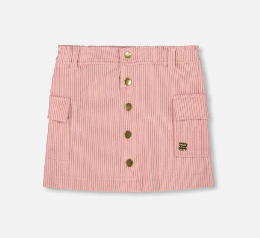 Corduroy Skirt With Cargo Pockets Dusty Pink