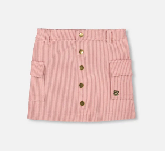 Corduroy Skirt With Cargo Pockets Dusty Pink
