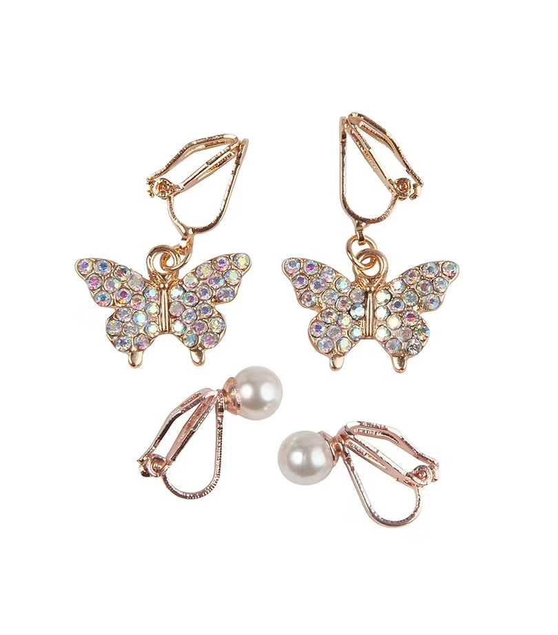 Butterfly Clip On Earrings Set of 2