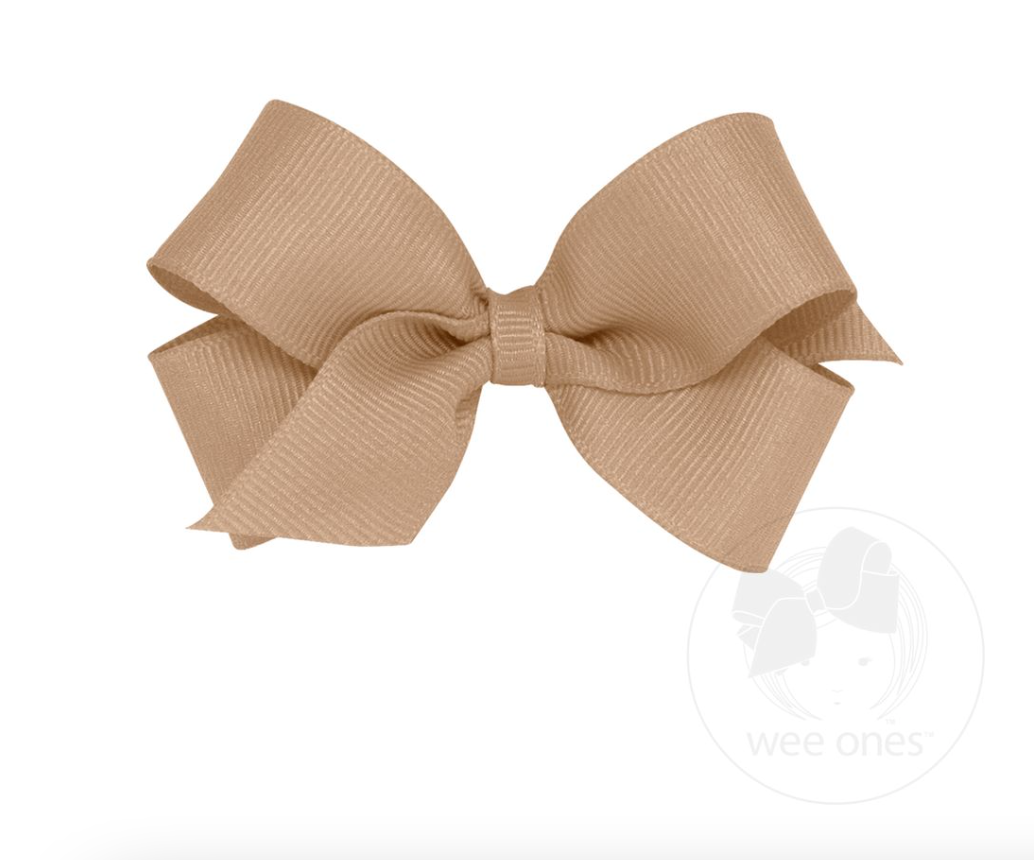Mini Classic Grosgrain Hair Bow- Oatmeal