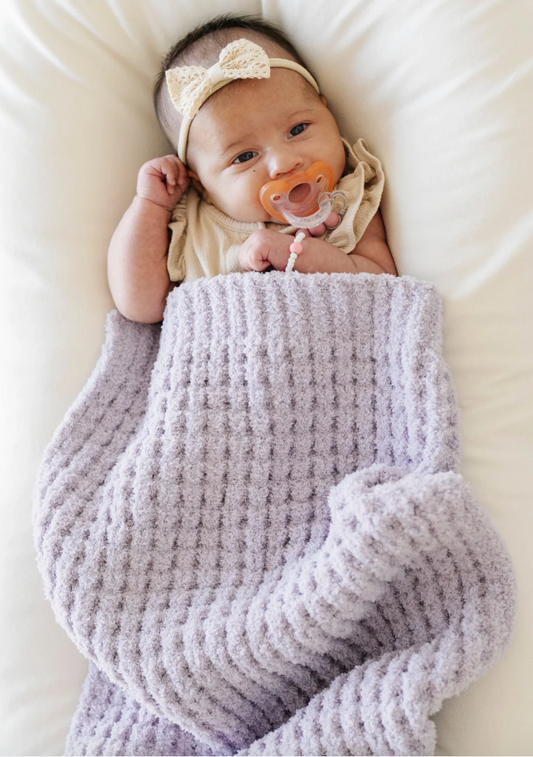 Waffle Knit Mini Blankets- Wisteria - Saranoni