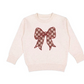 Christmas Plaid Bow Patch Sweatshirt - Natural
