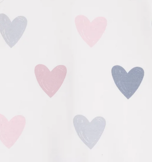 2 Way Zipper Ruffle Back Footie- Hearts - Angel Dear