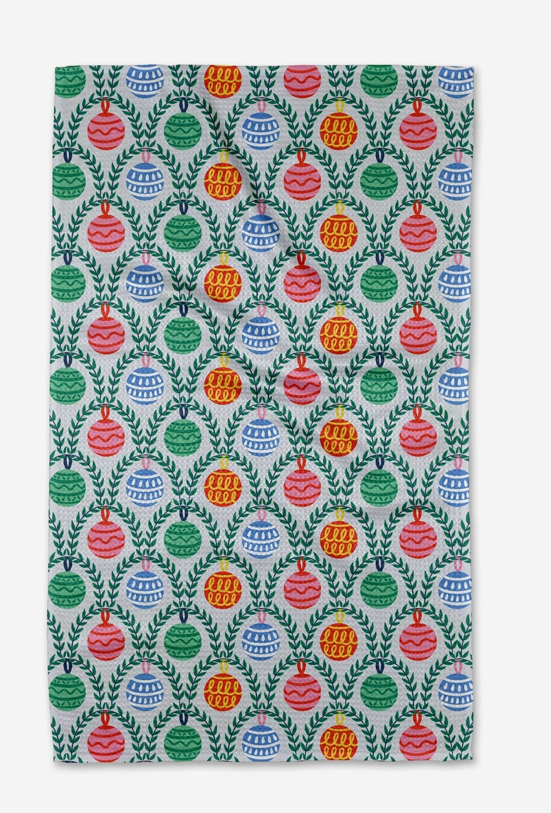 Christmas Ornaments Tea Towel - Geometry