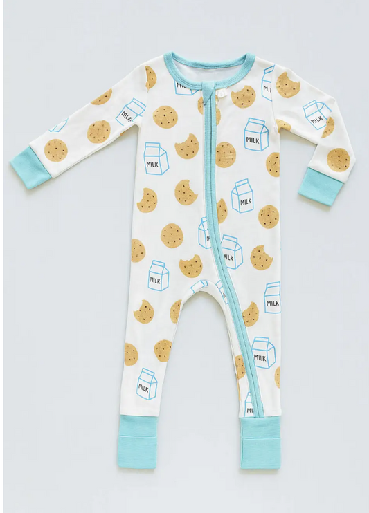 Baby Bamboo Footie Pjs - Milk & Cookies