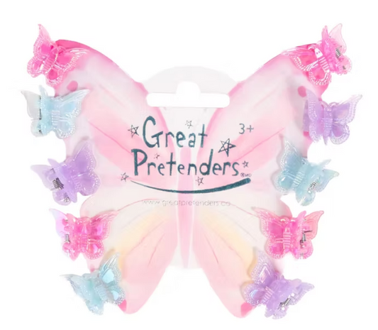 Fancy Flutter Mini Hairclips 10pc - Pink Poppy