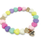 Gold Pastel Heart Stretch Bead Bracelet - Charm Its