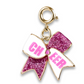Gold Glitter Cheer Bow Charm - Charm Its