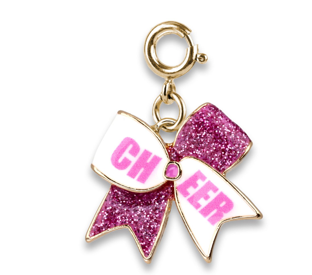 Gold Glitter Cheer Bow Charm - Charm Its