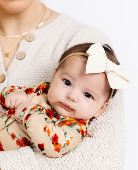 Linen Bow - Ivory Headband - Baby Sweet Pea's Boutique